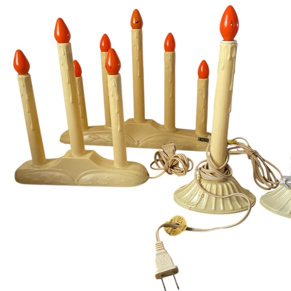 4 Vintage Light Christmas Candle Light Window Electric Candelabra And Single Lot - Picture 2 of 10